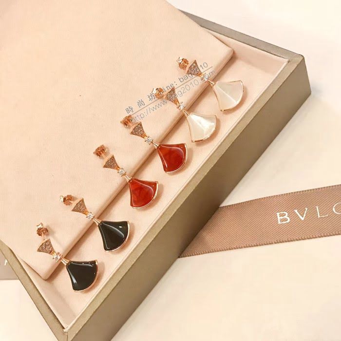 Bvlgari飾品 寶格麗diva系列 925純銀 扇形裙子鑽耳釘  zgbq3022